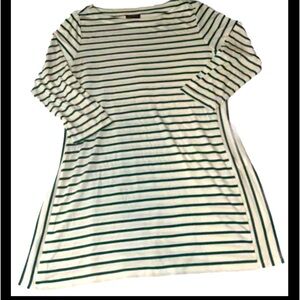 J. Jill Shirt Women S Green Striped Nautical Beach Travel Flowy Comfort Travel